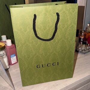 Gucci Olive Green Gift Bag with Black Handles